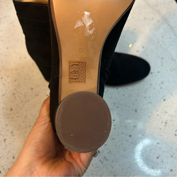 Madewell Esme Black Suede Bow Boot Circle Block Heel - Picture 9 of 13